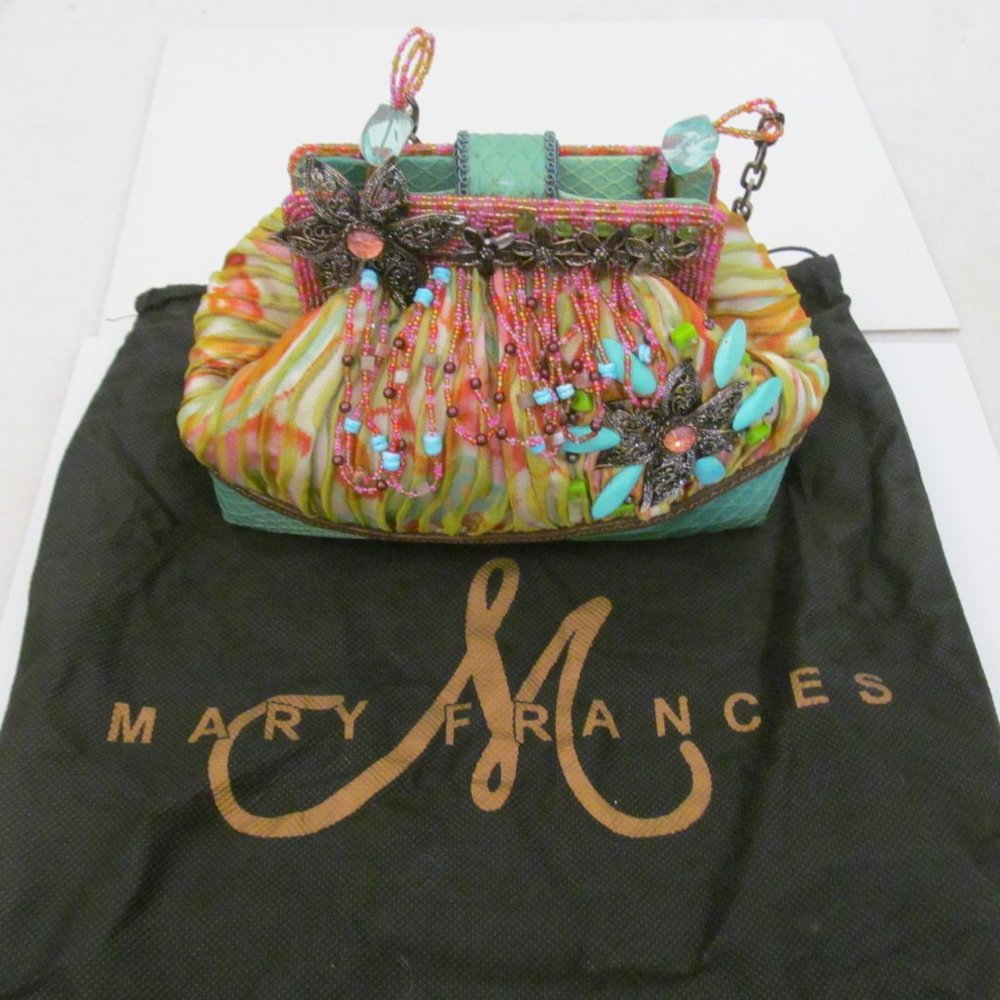 Mary Frances NWT beaded w/stones/silk shoulder bag